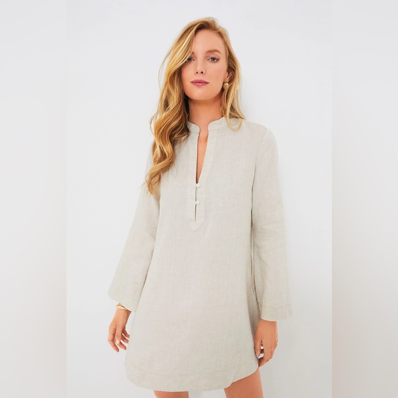 Natural Linen Tatum Dress - Picture 2 of 11